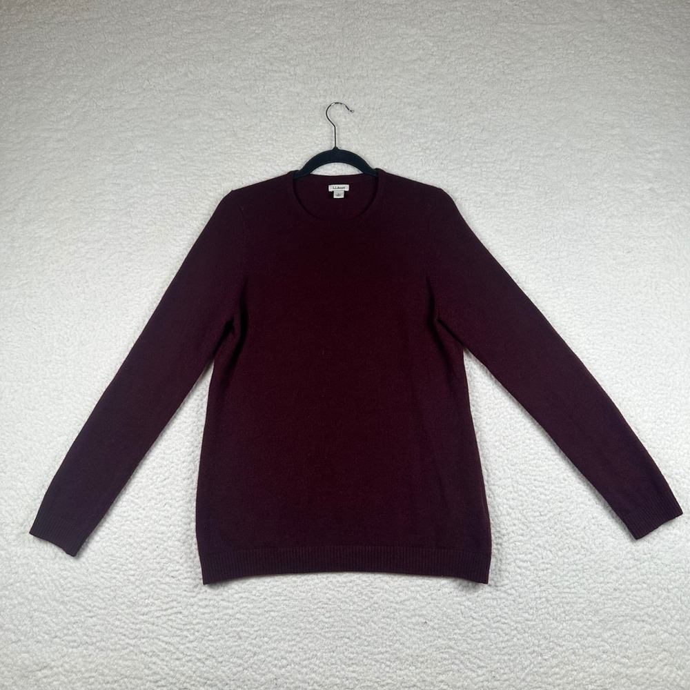 LL Bean Cashmere Sweater Women Crewneck Long Sleeve L Burgundy Wine Quiet Luxury